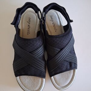 Easy Street Black Crisscross Sandals